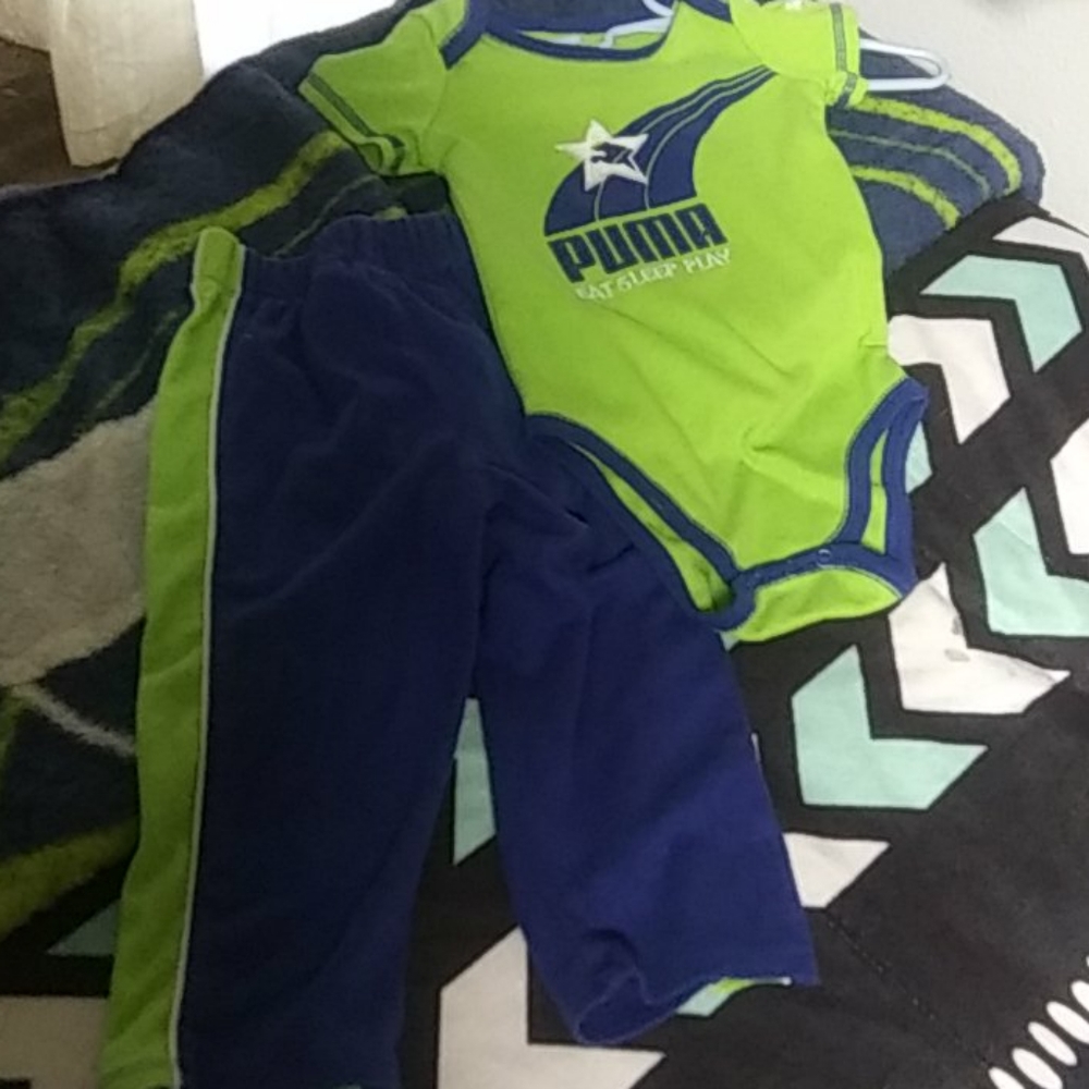 24 months Seahawks colors onesie and jog pants